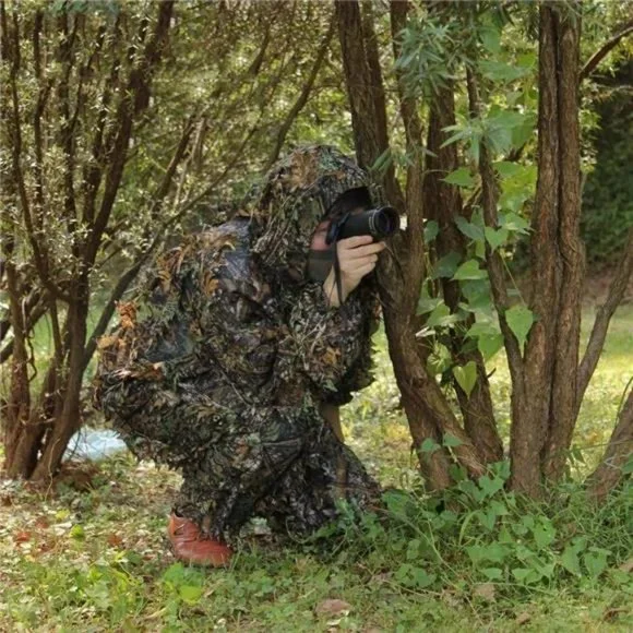 Leafy Hunting Suit 3D Lightweight Hooded Camouflage Ghillie Breathable XXL New - Picture 4 of 6